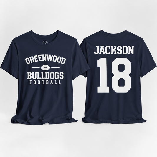 GWD Football |  Personalized Name/Number - Retro Campus | Premium Everyday Tee