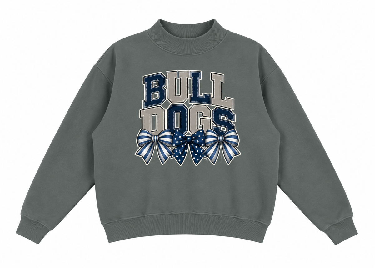 Greenwood Bulldogs | Bulldogs & Bows - Oversized Mock-Neck Sweatshirt