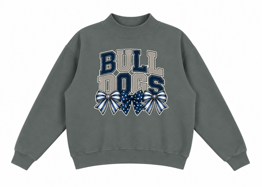 Greenwood Bulldogs | Bulldogs & Bows - Oversized Mock-Neck Sweatshirt
